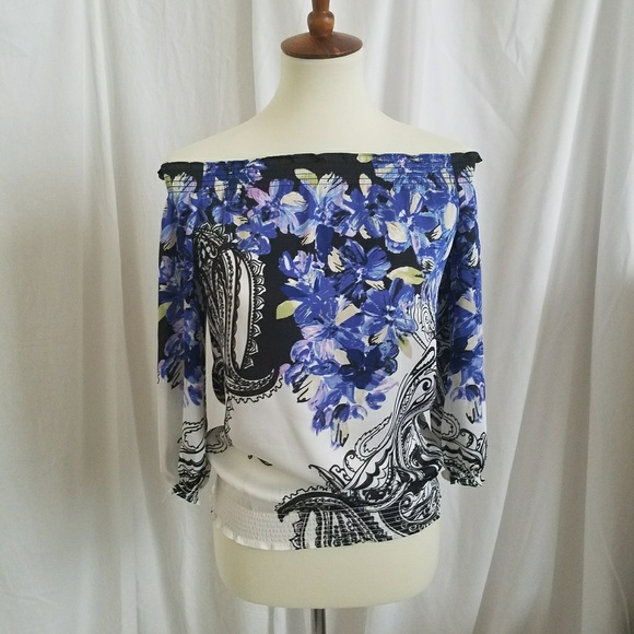 White House Black Market Tops - WHBM Off Shoulder XXS tropical Blouse